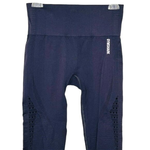 GYMSHARK Energy+ Seamless Stretch Cropped Eyelet Leggings Contoured - Black - L - Picture 3 of 12